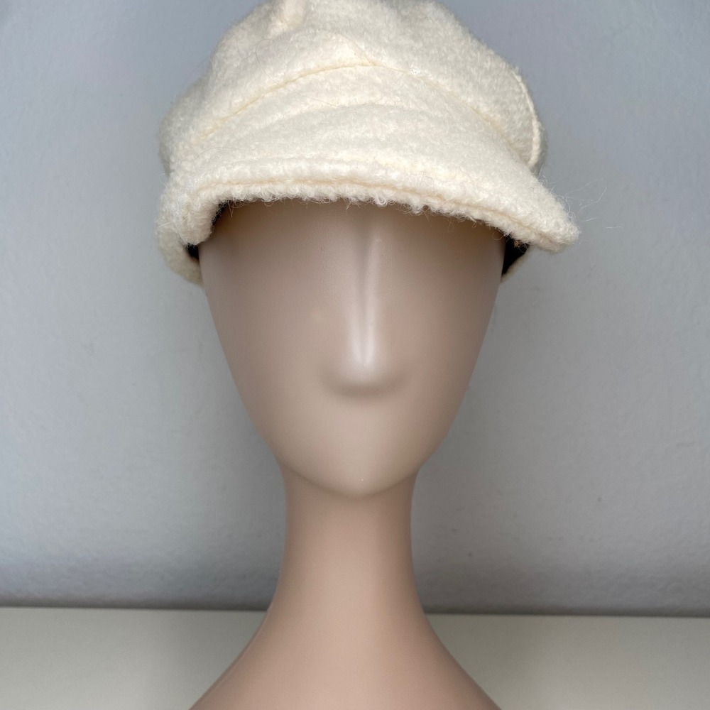 August Hat Company Cream Wool Blend Boucle Newsboy Baker Boy Cap Hat Ivory‎